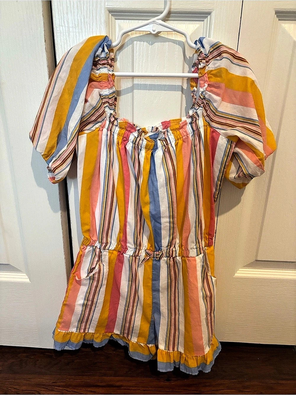 Janie and Jack Girls Striped romper Pink & Yellow Size 8